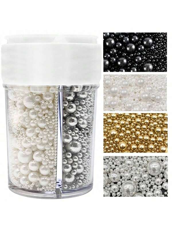 1 Pc Sprinkles For Cake Decorating, Gold Silver White And Black Pearl Sprinkles Mix For Cookie Baking Ice Cream Cupcake Topping