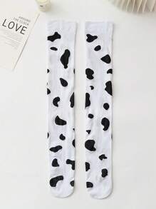 1 Pair Cute Cartoon Star & Milk Pattern Thigh High Socks, Fashionable Leg Warmers For Women, Spring/Summer
