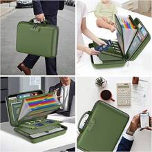 DocSafe Fireproof File Organizer With Lock, Hard-Shell Case Fireproof Document Box With 13 Pocket Accordion File Folder, Portable Home Office Travel Safe Storage For Important Documents Laptop Black - Green - View 6