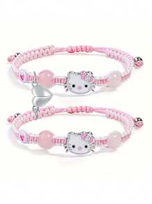 Sanrio Sanrio Hello Kitty Braided Bracelet Adjustable, Fashion, Elegant, Simple, Multifunctional Sports Bracelet, Love, Friend Or Couple Gift, Hand Jewelry Accessories, Creative Design