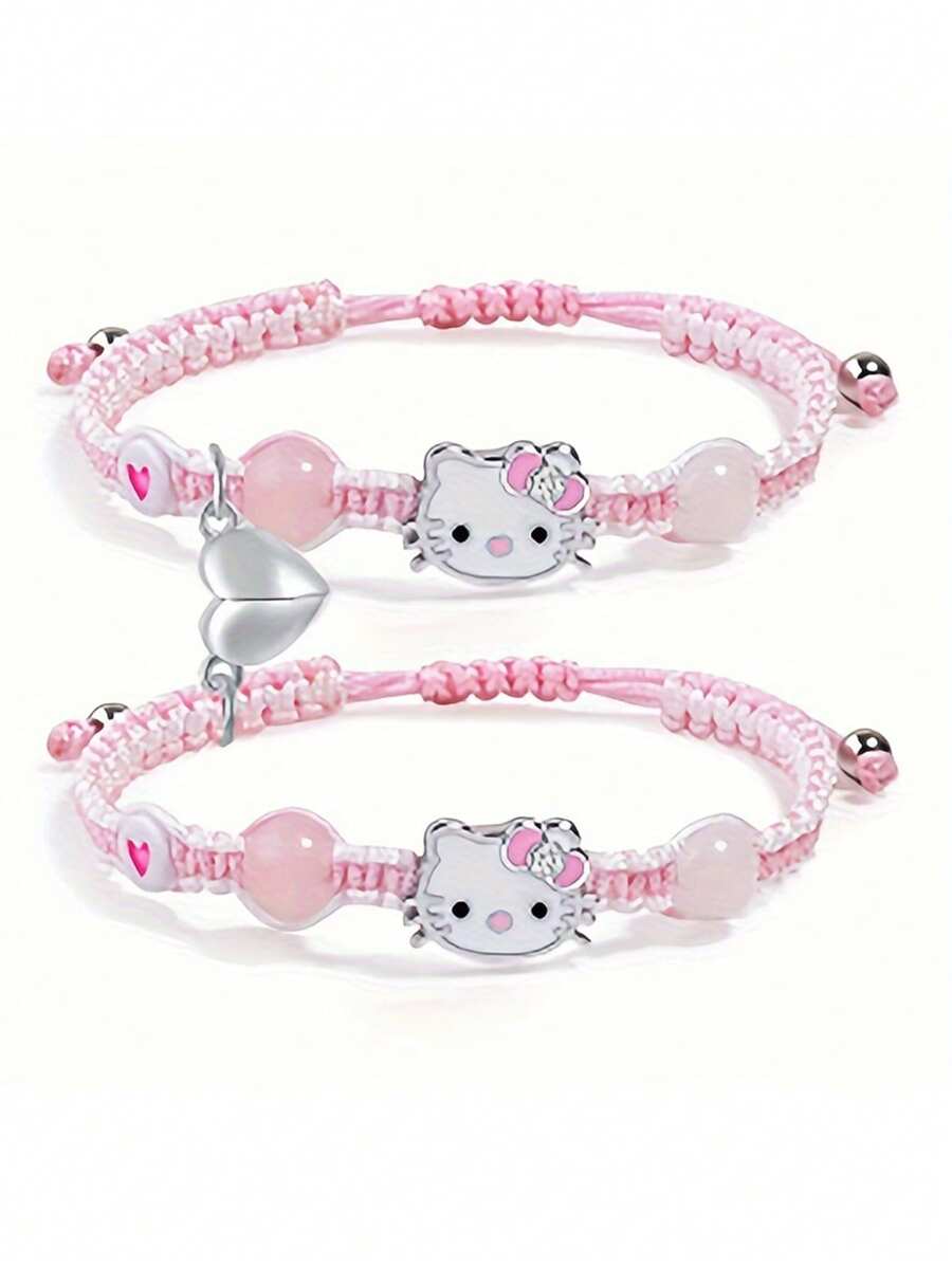 Sanrio Sanrio Hello Kitty Braided Bracelet Adjustable, Fashion, Elegant, Simple, Multifunctional Sports Bracelet, Love, Friend Or Couple Gift, Hand Jewelry Accessories, Creative Design