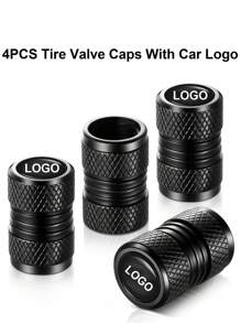 4pcs Tire Valve Caps, Valve Stem Caps For Toyo Ta Audi VW Benz BWM Nissan Hon Da Hyun Dai Kia For D And So On, Alloy Car Tire Caps For Corrosion Resistant Leak-Proof Car Accessories, Black
