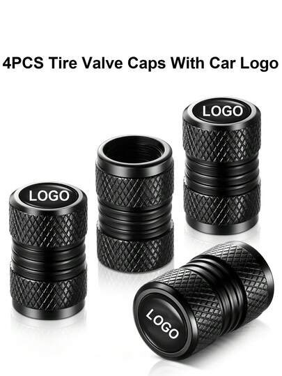 4pcs Tire Valve Stem Caps, Fit Most Vehicles, Corrosion-Resistant Alloy Material, Anti-Leakage, Black