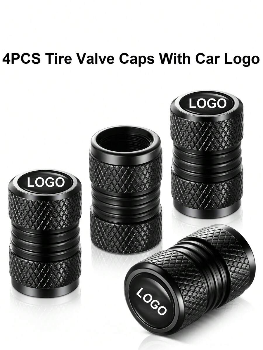 4pcs Tire Valve Caps, Valve Stem Caps For Toyo Ta Audi VW Benz BWM Nissan Hon Da Hyun Dai Kia For D And So On, Alloy Car Tire Caps For Corrosion Resistant Leak-Proof Car Accessories, Black