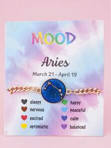 1 chiếc vòng tay mặt dây chuyền 12 cung hoàng đạo đổi màu cảm biến tâm trạng, hợp kim kẽm mạ vàng 18K thời trang, trang sức điều chỉnh cảm xúc - Nhiều màu - Xem 15