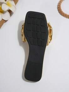 蝴蝶结拖鞋凉鞋，女士时尚沙滩拖鞋户外防滑蝴蝶结一脚蹬凉鞋，适合约会、购物、聚会、派对、宴会、日常外出、居家休闲 - 金色 - 查看 9