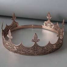 国王王后皇冠，皇家金色国王皇冠，男士派对装饰，舞会生日礼物，男女适用，女王国王选美皇冠，圣诞节婚礼派对单身派对服装派对，男女适用，万圣节派对化妆舞会 - 彩色 - 查看 9