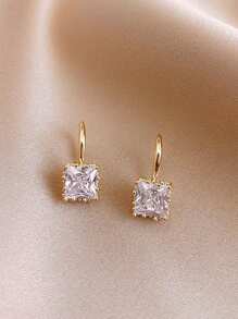 1 Pair Vintage Fashionable Metal Block Minimalist Stud Earrings For Women