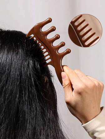 1pc Thick Wood Comb, Wooden Hair Brush For Women, Massage Hair Comb For Dandruff, Home Use