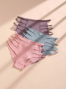 Pantalones triangulares de algodón puro para mujer, ropa interior sexy y hueca, ropa interior femenina cómoda y transpirable, 5 unidades.