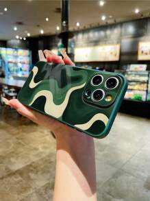 1pc Dark Green Asymmetrical Wave Liquid TPU Shock-Proof Protective Phone Case Suitable For Apple /Android Phones: Galaxy A51 4G/A52/A52s 5G/S23 Ultra/A13 4G/A12, OPPO A54, Apple 15 Pro Max, Galaxy A04E/A05S/A34/S24 Ultra 5G, Redmi Note 13, Galaxy A14/A32 4G