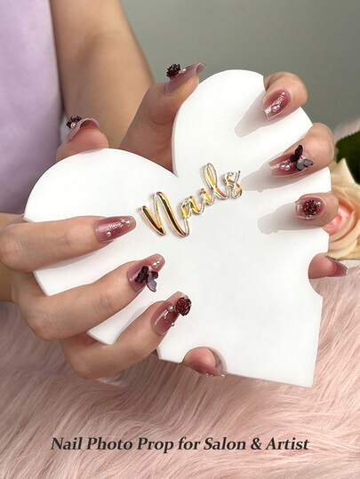 Beautizon Nailartlab 1pc Heart-Shaped Nail Shooting Props, Acrylic Nail Display Board, Nail Salon Supplies, Suitable For Nail Photography, Display Tools Accessories