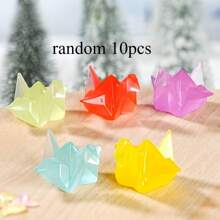 Random5pcs/10pcs/15pcs Micro Landscape Creative Dreamy Night Light Thousand Paper Crane Handmade DIY Decoration Blind Bag Accessories Mini Desktop Ornaments