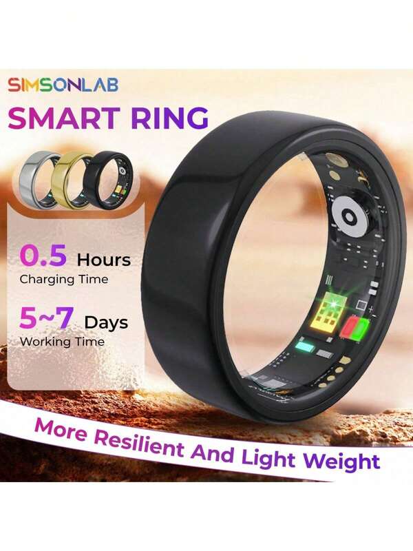SIMSONLAB Smart Ring, Intelligent Fitness Ring With Pedometer, Unisex Design, Great Sporty And Daily Leisure Gifts For Men Or Women