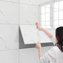 30pcs Imitation Ceramic Tile Wallpaper Self-Adhesive Waterproof And Moisture-Proof Wall, Bathroom Kitchen Wall Panel Imitation Aluminum-Plastic Panel, Room Renovation Wall Sticker, Ceramic Tile Sticker