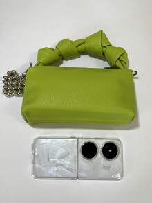 1 件时尚女士手提包、单肩包、斜挎包、挎包、邮差包、褶皱包，采用耐用 PU 材料制成，适合购物、约会、聚会、工作通勤，可调节肩带，佩戴舒适，优雅简约休闲女士手提包 - 綠色 - 查看 6