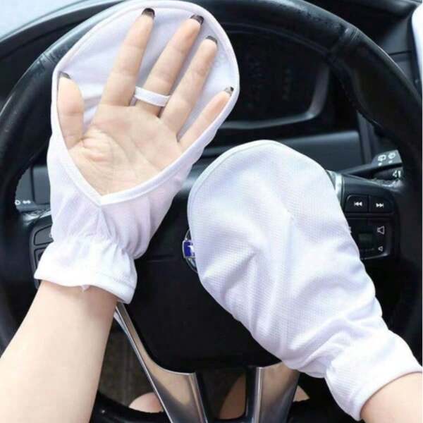 Sunscreen Gloves For Summer Outdoor Cycling, Anti Slip, Breathable, UV Resistant Gloves, Thin Sunshade, Exposed Finger Gloves