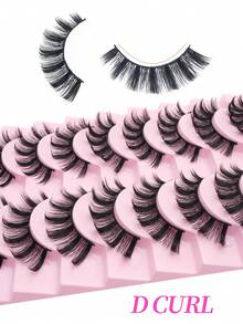 10 Pairs Russian Strip Lashes Fluffy Mink Lashes 3D False Eyelashes Russian Volume Eyelashes Fake Eyelashes Dramatic Messy Mink Lashes Wispy Long Foxy Eye Lifting Look Eyelash Extension Kit Full Eyelash Strip To Lengthen And Volumize The Outer Corner Of Your Eye Beauty Makeup - 俄羅斯條狀假睫毛 - 查看 3