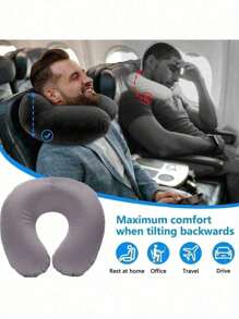 Almohada de viaje, almohada de cuello, almohada de avión, almohada de viaje en coche, hogar u oficina, almohada de cuello para vuelos con botón a presión y funda suave, almohada de cuello en forma de U portátil para estudiantes y adultos, que soporta el cuello y protege la columna vertebral cervical mientras se estudia o se viaja en automóvil, oficina u otros viajes, artículos y accesorios de viaje esenciales, vacaciones, verano, regreso a clases