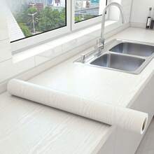 1 Roll White Wood Grain Self-Adhesive Removable PVC Wallpaper, Easy To Apply And Remove, Suitable For Kitchen, Bedroom, Living Room, Countertops, Furniture, Home Decor And Renovation Wall Paper Wall Stickers Room Decor Wall Decor Wall Sticker
