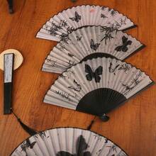3pcs/Set Folding Fan For Dancing Performance Photography Handwork Japanese Cheongsam Portable Folding Mini Fan, Random Fan Hole Design - Butterfly Folding Fan - View 13