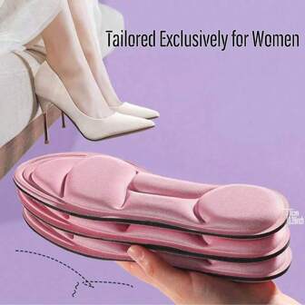 1pc 5D Women's Soft Memory Foam Insoles, Suitable For High Heels & Flats, Breathable & Washable Shoe Inserts