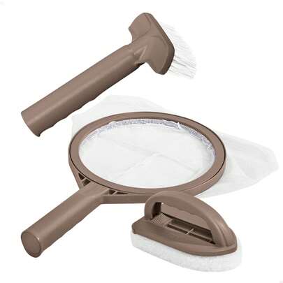 Intex Kit de manutenção de spa inflável com escova de parede curva, esponja de limpeza e rede de remoção de folhas, acessórios de PVC de cor creme, limpeza eficaz de paredes e superfícies, compatível com spas infláveis, uso prático e manual. ✅ Entrega 24/48h para Espanha (península)