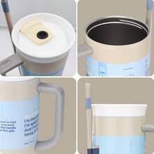 Owalaa Water Bottle 32oz And 40oz ,Multiple Colors Are Available,With Straw,Heat Preservation Time More Than 24 Hours, Cold And Hot Water Can Be Insulated, Can Make Coffee, Frozen Drinks, Beautiful Appearance, Exquisite Workmanship, Suitable For Camping, Work, Indoor Use. - Màu Khaki - Xem 6