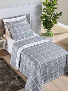Bedspread 3 Pieces King\Queen\Double\Single Double Sided 200 Thread Count Percale Austin Quilted - Grey - View 4