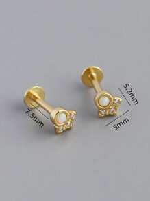 1 paire de boucles d'oreilles en argent sterling S925, cadeau de bijoux pour femmes. Boucles d'oreilles à tige, boucles d'oreilles à vis, boucles d'oreilles pour cartilage, boucles d'oreilles percées plates porte-bonheur, conviennent pour le port quotidien des femmes. Cadeau de bijoux, boucles d'oreilles à tige en argent.