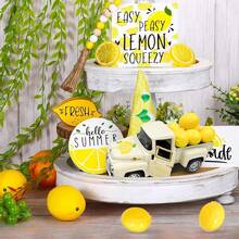 1pc Mini-Lemon Truck Decoration, Lemon Decoration Home Metal Truck Decoration Mini Fake Lemon Farmhouse Table Lemon Layered Tray Summer Decoration Suitable For Home Kitchen, Mini Truck Lemon Party Decoration Yellow/Cream Color Room Decor Home Decor Ornaments Home Miniature Things - Multicolor - View 6