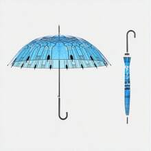 1 pièce Parapluie dôme en cristal romantique, 16 baleines, parapluie dôme bleu rétro, résistant au vent et à la pluie, accessoire photo, parapluie épais transparent, parapluie de pluie beau et créatif, parapluie ménager, grande taille, convient pour les jours de pluie, la photographie en extérieur et comme petit cadeau pour les amis