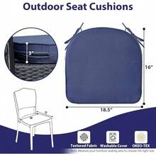 Outdoor Chair Cushions Set Of 4, Waterproof Outdoor Seat Cushions For Patio Furniture, Patio Chair Cushion With Handle And Ties, Square Out Door Chair Pads,19" X 19" X 3", Navy Blue