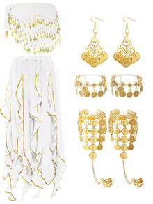 Bộ 5 phụ kiện múa bụng, gồm dây đeo eo múa bụng, dây đeo eo gợi cảm cho múa jazz, và vòng chân (nhiều màu sắc để lựa chọn). - Nhiều màu - Xem 16