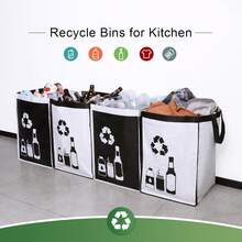 REFARICO Recycle Waste Bag For Kitchen Home- Indoor Recycling Bins Trash Sorting Organizer, Reusable And Waterproof, 2 Packs