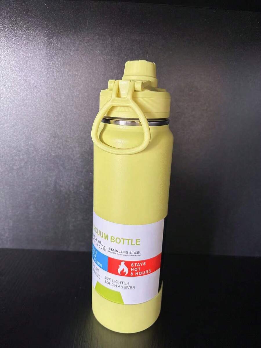Thermal Bottle With Protective Cover 600ml 800ml 1000ml Spatial Hot & Cold Stainless Steel Insulation Large Capacity - Yellow - View 1