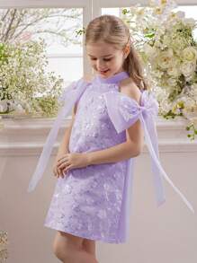 Young Girl Bow Decor Princess Dress, Suitable For Children Birthday Party, Flower Girl Dress, Wedding, Ball, Formal Occasion, Holiday Celebration