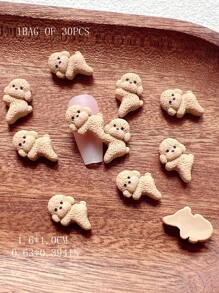 30 Pcs Cute Teddy Dog Shaped Resin Nail Art 3D Decorations