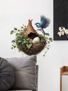 mama look 1/2 Pcs Removable PVC Wall Sticker With Turtle Leaf, Giraffe, Birds On Flower Branches, Bird Nest, Cartoon Wall Art Decoration For Bedroom, Living Room, Office, Bathroom