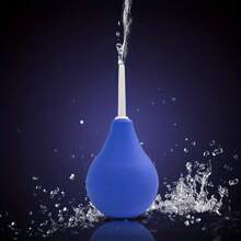 Sex Toys, Blue Teardrop-Shaped Anal Douche Featuring Ergonomic Grip-And-Squeeze Design, 160ml Long Nozzle, Odorless, Material For BDSM And Anal-Rectal Cleansing Care.