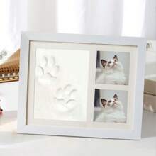 1PC Pet Handprint & Footprint Photo Frame, Baby Ink Pad, DIY Frame For Baby Hand/Foot Prints, Hollow Baby First Birthday Footprint