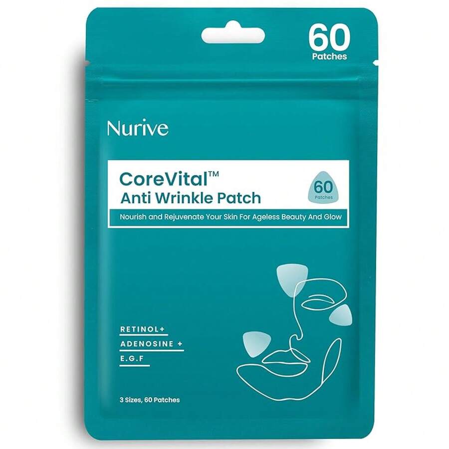 Advanced Wrinkle Patches 60ct Smile Line, Frown Line Wrinkle Patches Korean Skin Care Face Wrinkle Tape Overnight With Retinol & Collagen (Medium (Neck)) - Small (Face) - View 1