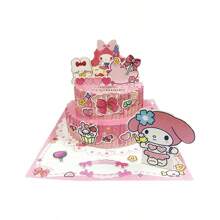 Sanrio New1pcs/ 3pcs Sanrio Birthday Cake And Card DIY Quiet Book 3D Foldable Creative Birthday Card Gift Desktop Decoration (Random Style/DIY Bag Required)