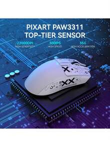 X11 59g 超轻无线游戏鼠标，带防滑胶带、RGB 充电底座、PixArt PAW3311、BT/2.4G 无线/有线 PC 鼠标、22KDPI、5 个可编程 PC 按钮
