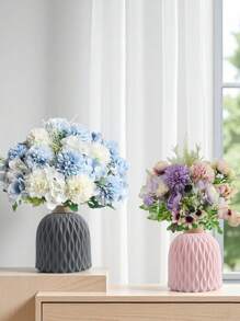 1/2pcs Set Sturdy Plastic Rattan Vase & Artificial Flower Arrangement, Dry Flower Vase Decor For Dining Room, Living Room, Balcony, Cafe, Bedroom, Study, Party, Valentine's Day Gift, Non-Waterproof Plastic Vase