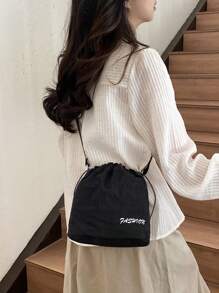 New Summer Nylon Sling Bag - Unique Design Drawstring Shoulder Bag - Japanese Fashionable Pleated Bucket Bag For Women