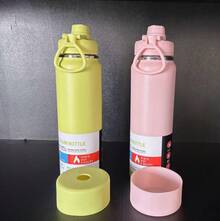 Thermal Bottle With Protective Cover 600ml 800ml 1000ml Spatial Hot & Cold Stainless Steel Insulation Large Capacity - Yellow - View 2