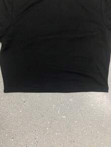 1pc Hail Santa Holiday Pentagram Christmas Lights Metal Women's Fashion Short Sleeve T-Shirt, Y2K Clothes, Back To School Clothes, Vintage Clothes, Street Wear, Rock, Holiday, Vacation, Festival, Summer Tops - 黑色 - 查看 7