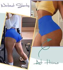 Women's High Waist Yoga Booty Shorts Workout Spandex Dance Hot Pants Butt Lifting Leggings Rave Outfits Customized Christmas New Year - 藍色 - 查看 6
