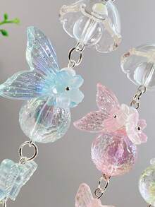 1 件全新樱花鱼尾全息彩虹风铃饰品，少女清新包包/手机装饰，礼物